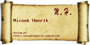 Micsek Henrik névjegykártya